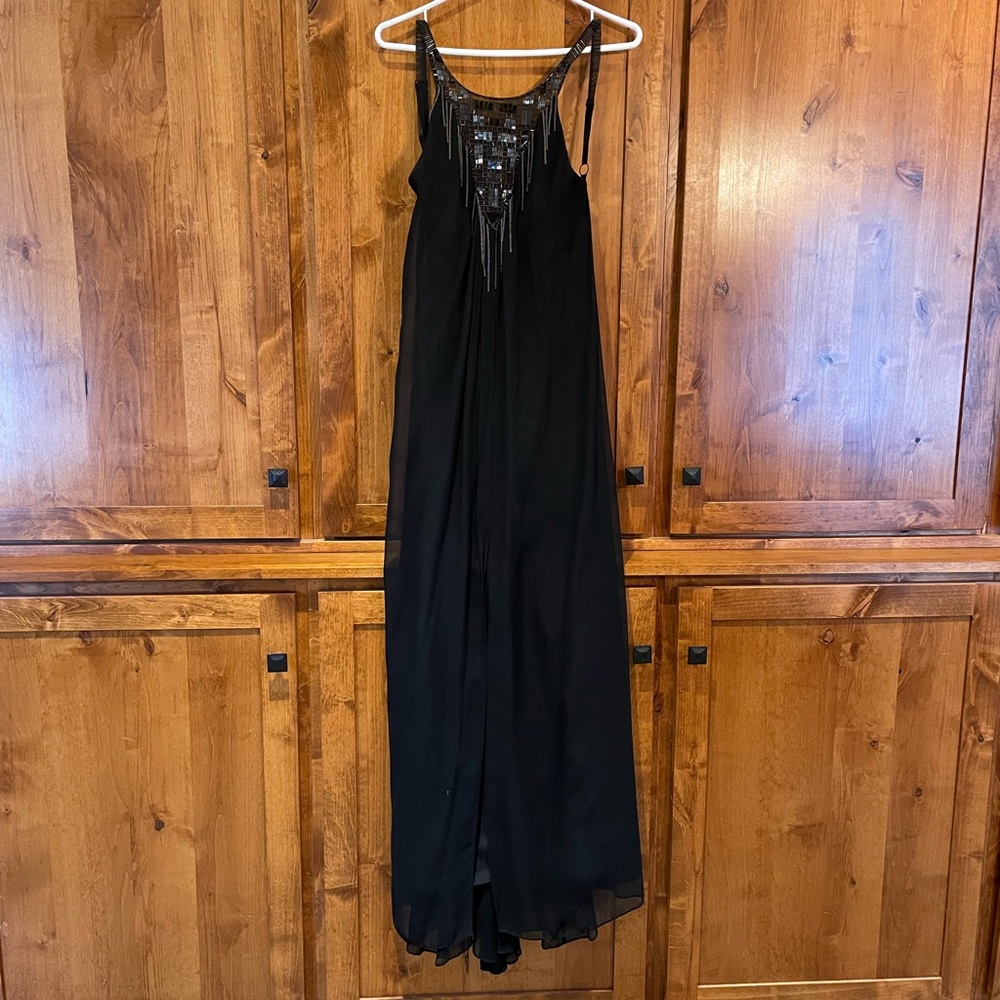 BCGG full length embellished low back front slit evening gown size 0